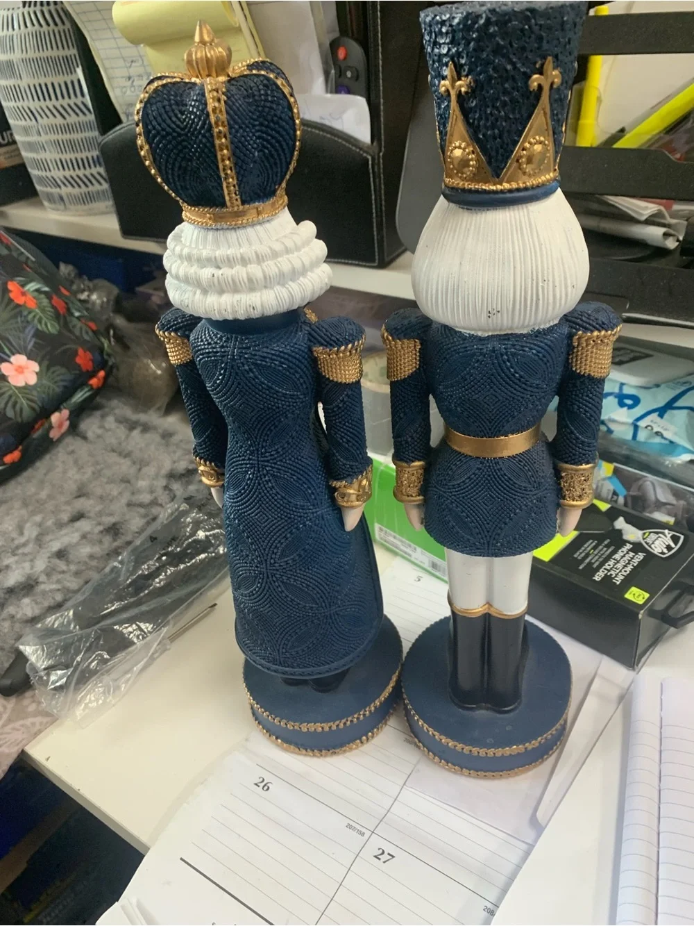 Classic Navy & Gold Nutcracker Figurine - Decorative Home Accent